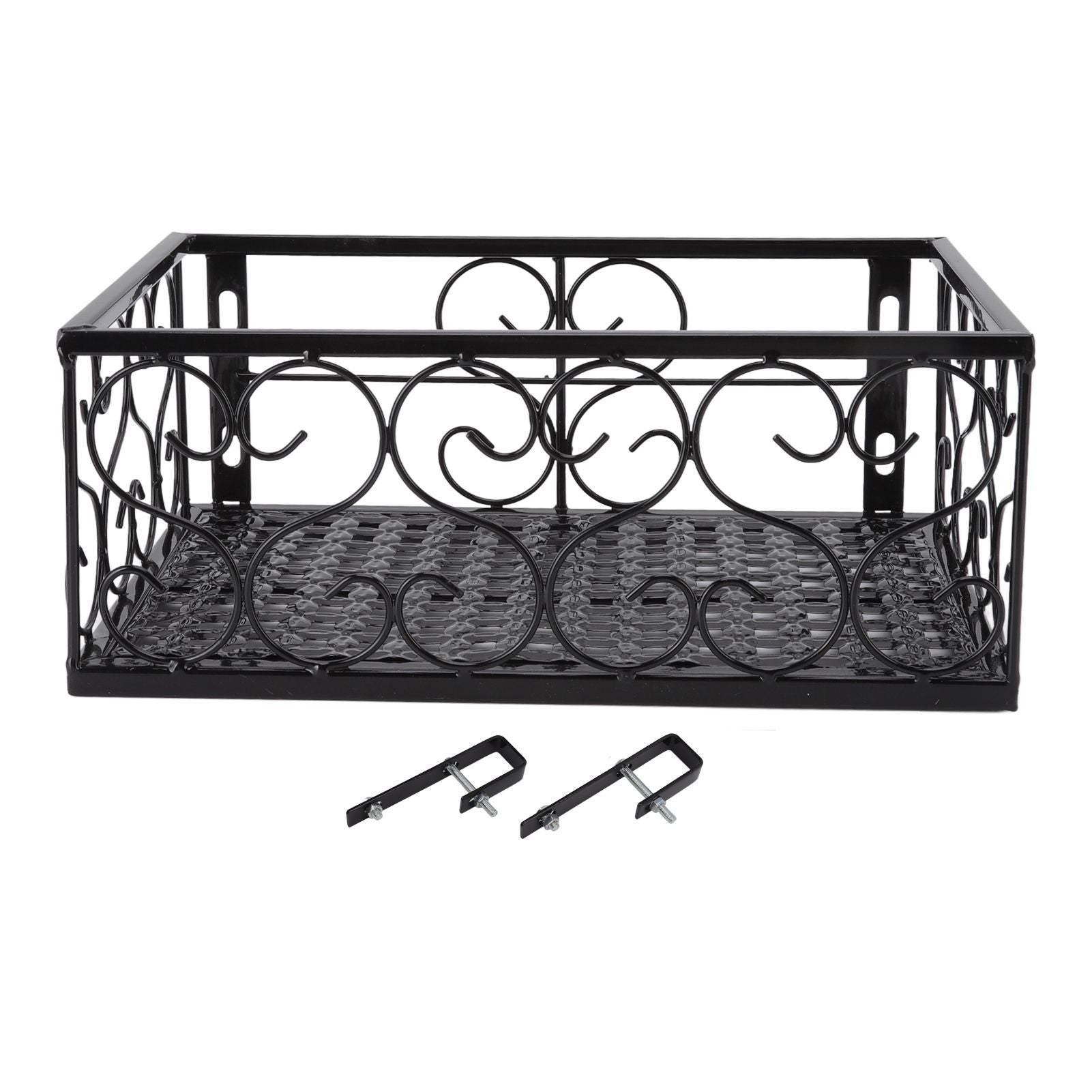 Balcony Flower Pot Stand Thickened Iron Decorative Patio Railing Shelf With Retainers for Windowsill Applicable to 2.5cm/1in Railing Main image