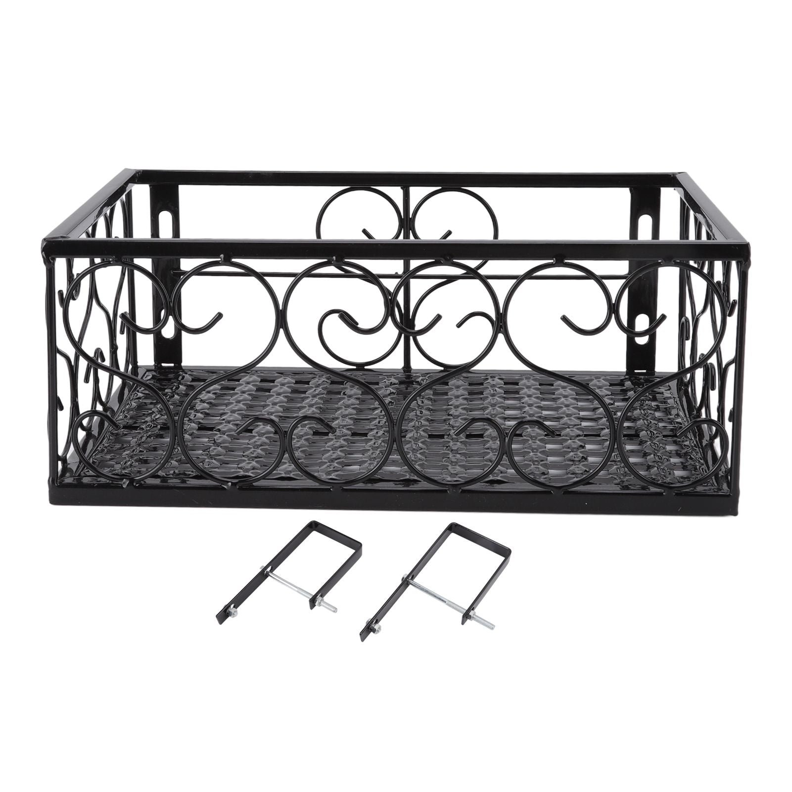Balcony Flower Pot Stand Thickened Iron Decorative Patio Railing Shelf With Retainers for Windowsill Applicable to 6.5cm/2.6in Railing Main image