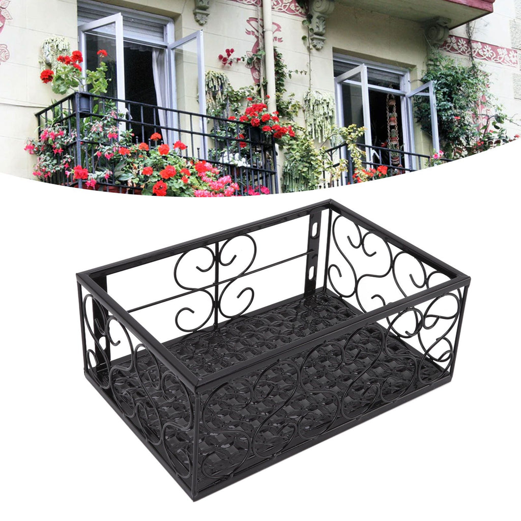 Balcony Flower Pot Stand Thickened Iron Decorative Patio Railing Shelf With Retainers for Windowsill Applicable to 6.5cm/2.6in Railing