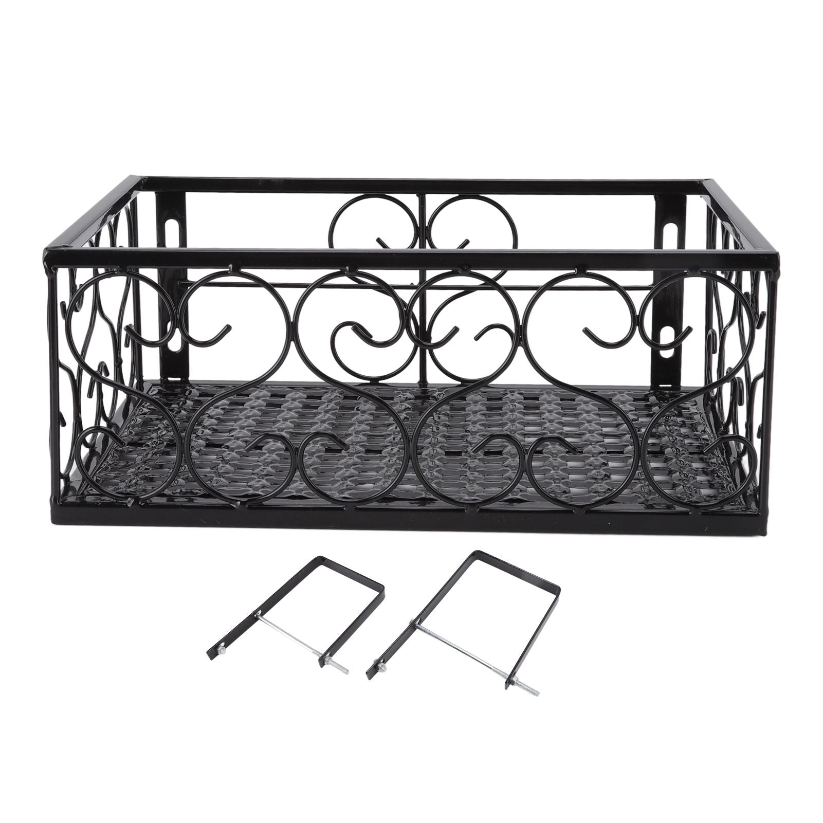 Balcony Flower Pot Stand Thickened Iron Decorative Patio Railing Shelf With Retainers for Windowsill Applicable to 10.5cm/4.1in Railing Main image
