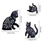3PCS Metal Cat Decorative Garden Stakes Cat Silhouette Garden Decoration for Outdoor Lawn Ornaments Yard Sign