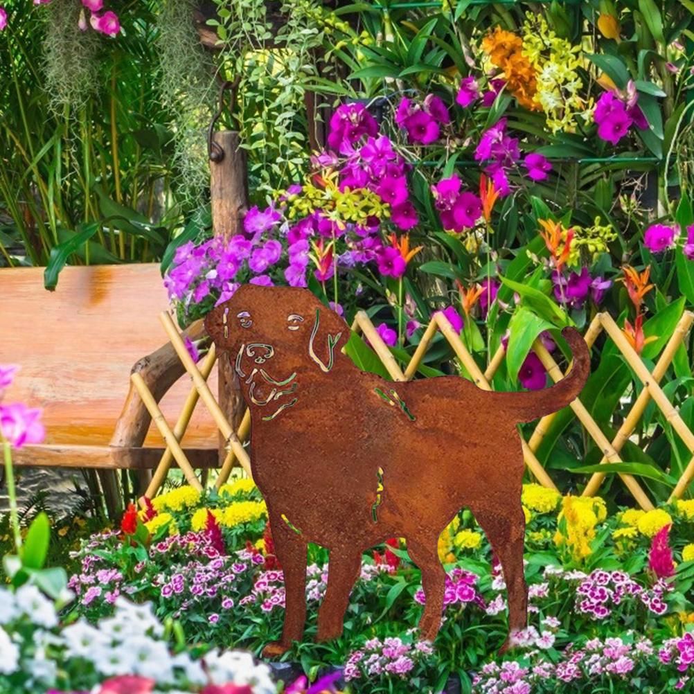 Metal Dog Decorative Garden Stakes Dog Silhouette Garden Decoration for Outdoor Lawn Ornaments Yard Sign