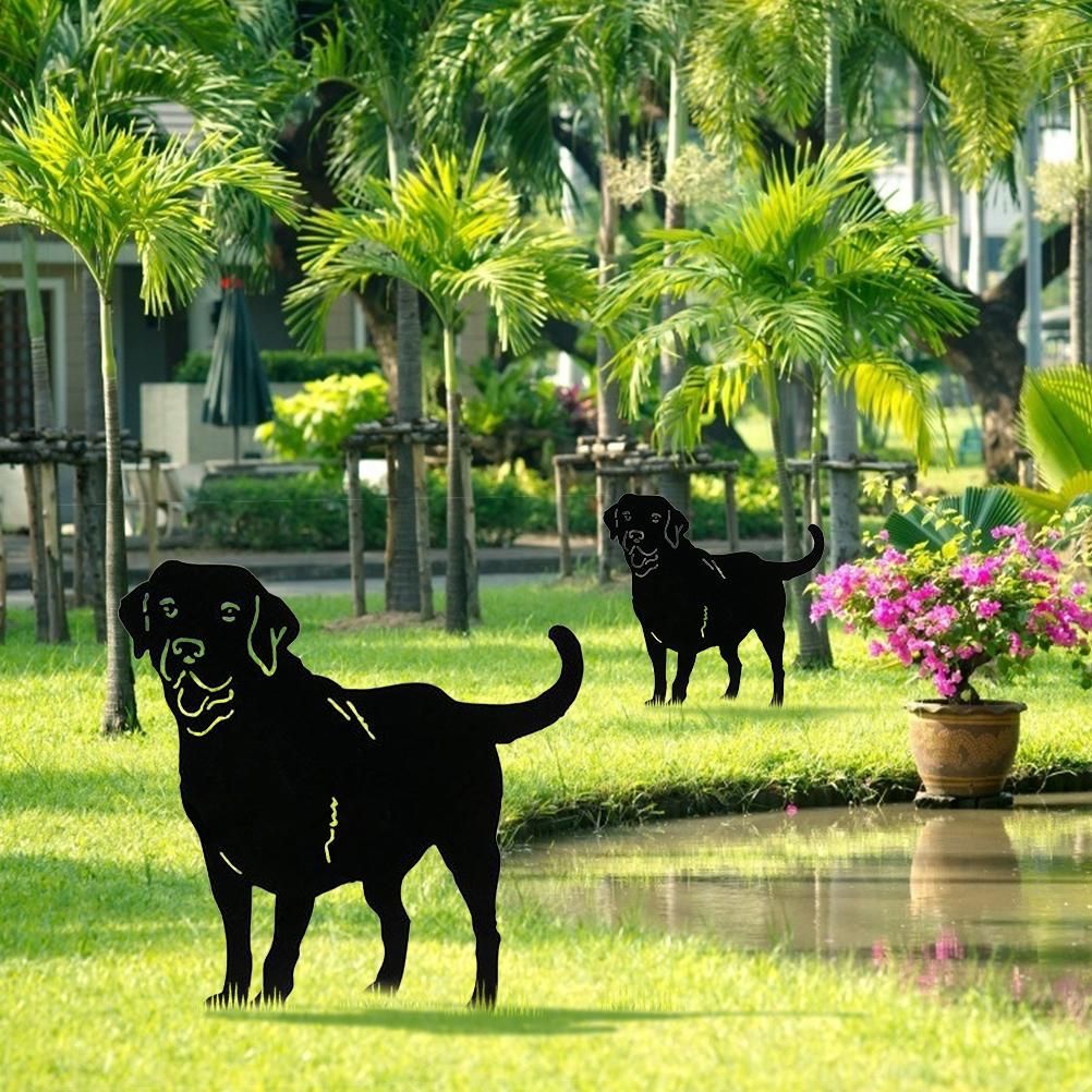 Metal Dog Decorative Garden Stakes Dog Silhouette Garden Decoration for Outdoor Lawn Ornaments Yard Sign