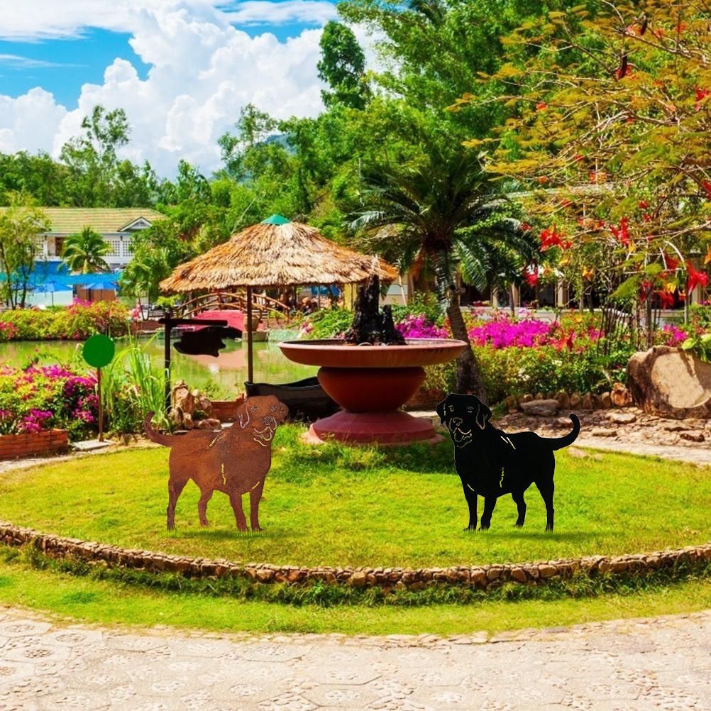 Metal Dog Decorative Garden Stakes Dog Silhouette Garden Decoration for Outdoor Lawn Ornaments Yard Sign