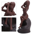 Incense Burner Red Stoneware Backflow Incense Holder Home Office Decoration Ornament