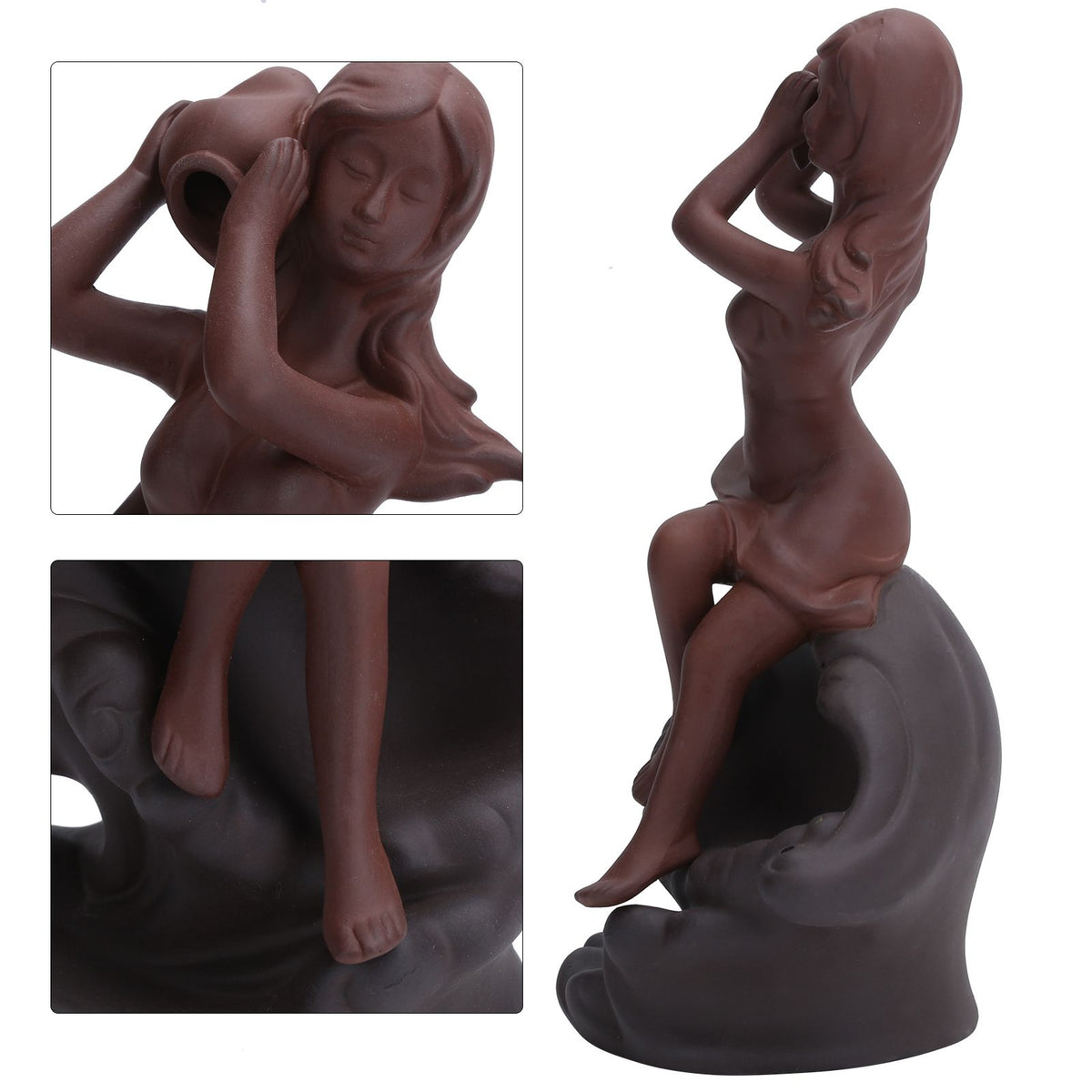 Incense Burner Red Stoneware Backflow Incense Holder Home Office Decoration Ornament