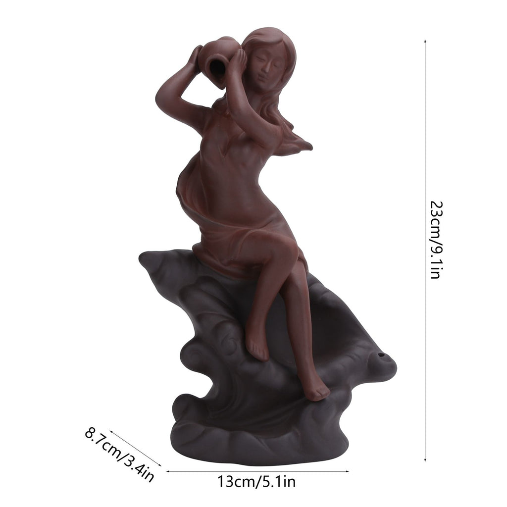 Incense Burner Red Stoneware Backflow Incense Holder Home Office Decoration Ornament