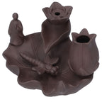 Incense Burner Red Porcelain Dragonfly Shape Backflow Smoke Waterfall Sandalwood Home Decor