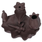 Incense Burner Red Porcelain Dragonfly Shape Backflow Smoke Waterfall Sandalwood Home Decor