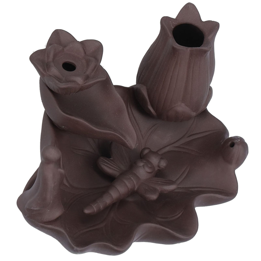 Incense Burner Red Porcelain Dragonfly Shape Backflow Smoke Waterfall Sandalwood Home Decor