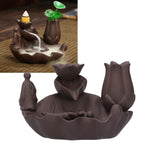 Incense Burner Red Porcelain Dragonfly Shape Backflow Smoke Waterfall Sandalwood Home Decor