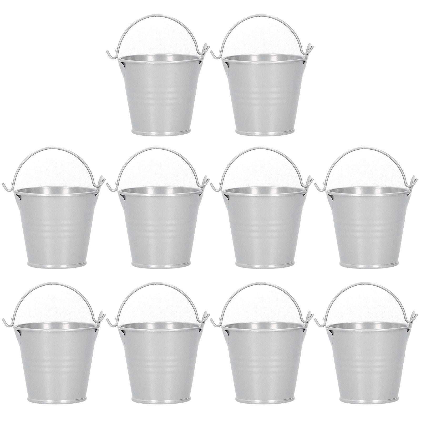 10PCS Flower Pot Mini Succulent Plant Pot Small Metal Bucket for Indoor Outdoor DecorSilver 4x5.5x6cm Main image