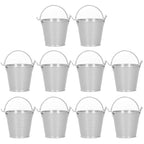 10PCS Flower Pot Mini Succulent Plant Pot Small Metal Bucket for Indoor Outdoor DecorSilver 4x5.5x6cm