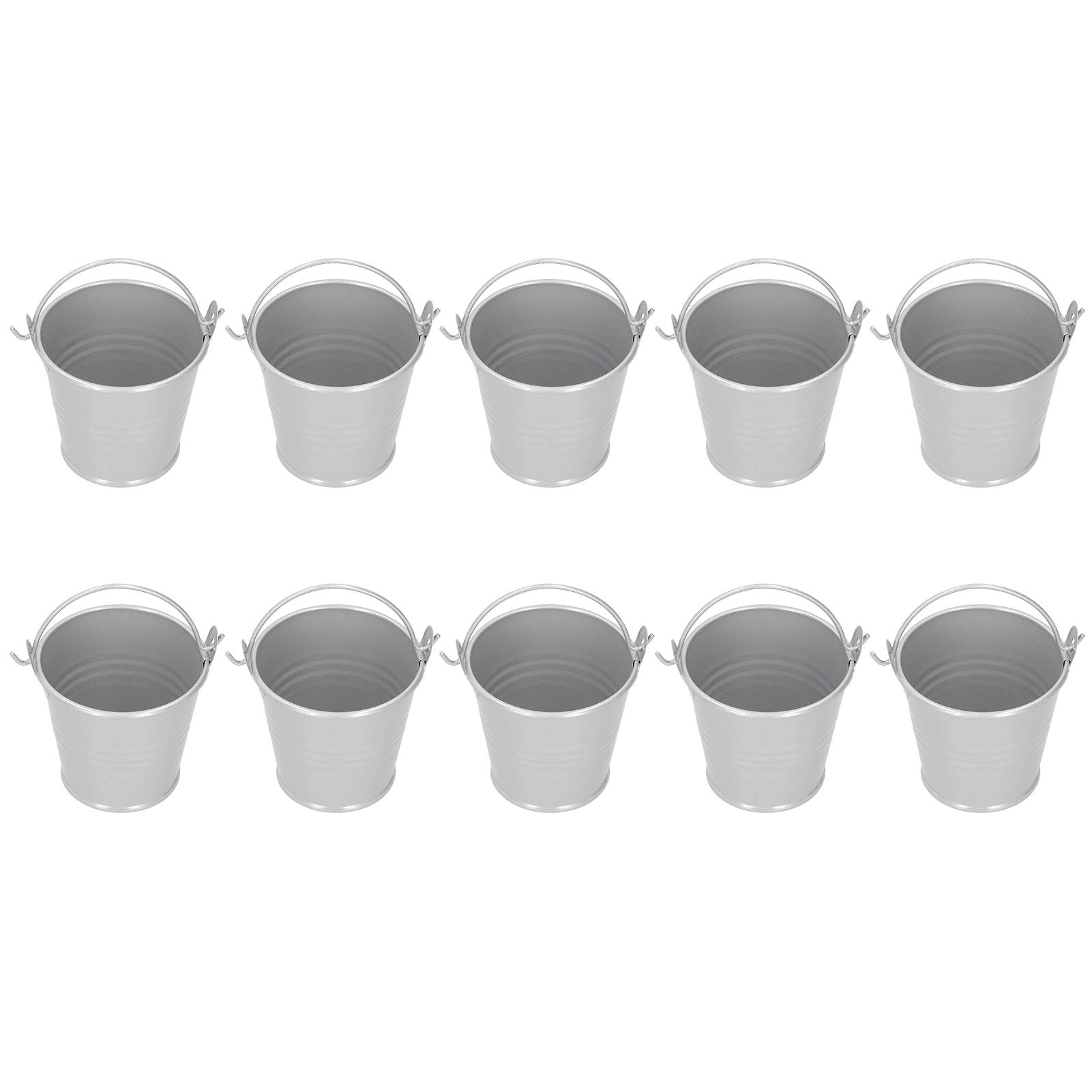 10PCS Flower Pot Mini Succulent Plant Pot Small Metal Bucket for Indoor Outdoor DecorSilver 4x5.5x6cm
