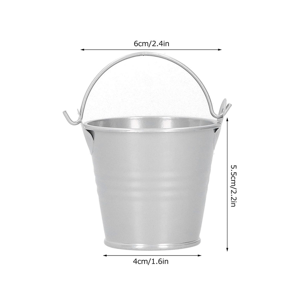 10PCS Flower Pot Mini Succulent Plant Pot Small Metal Bucket for Indoor Outdoor DecorSilver 4x5.5x6cm