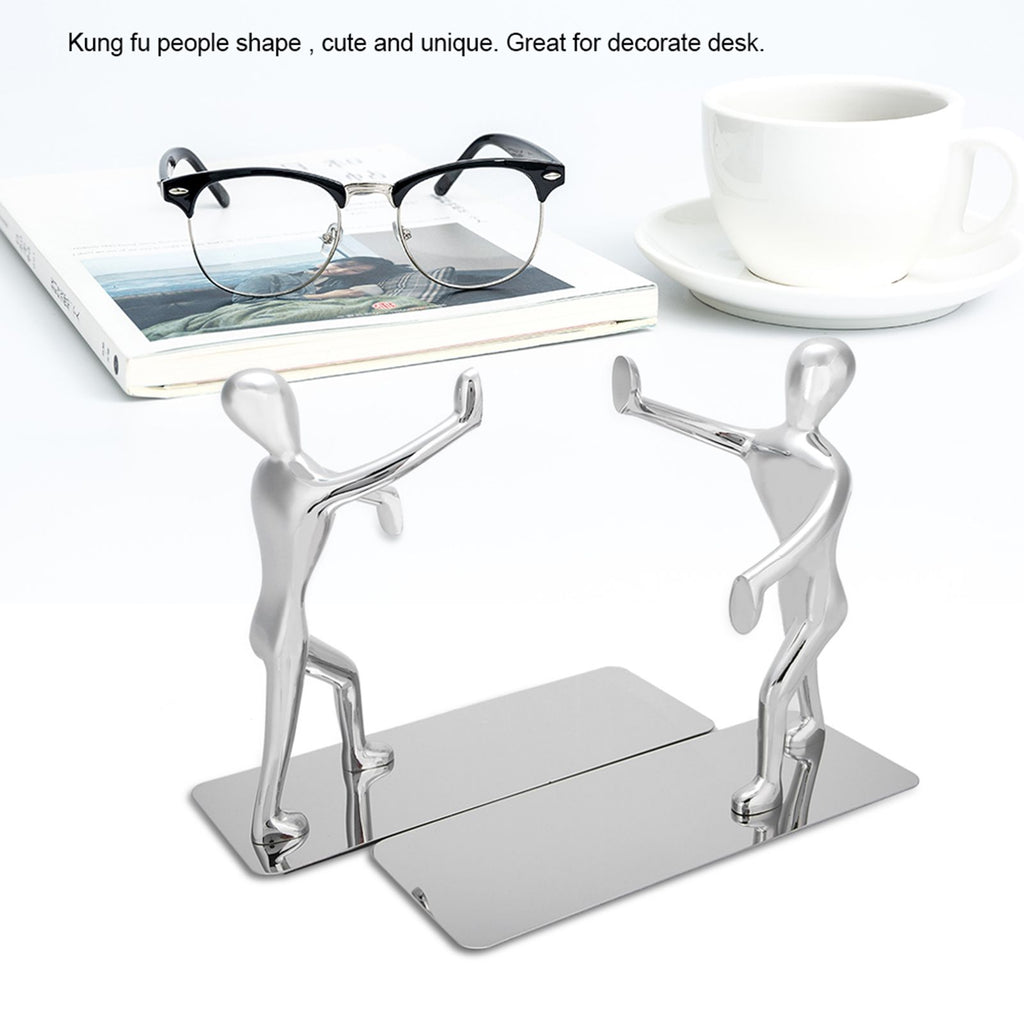 1 Pair Kung Fu People Shape Bookends Students Book Stand for School Home Table Decoration