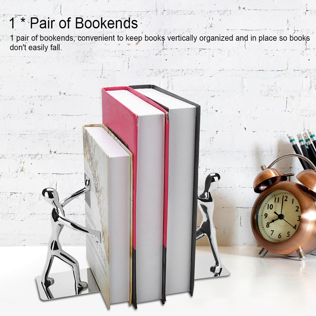 1 Pair Kung Fu People Shape Bookends Students Book Stand for School Home Table Decoration