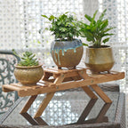 Wooden Standing Foldable 2-layered Potted Plant Flower Shelf Storage Rack Garden