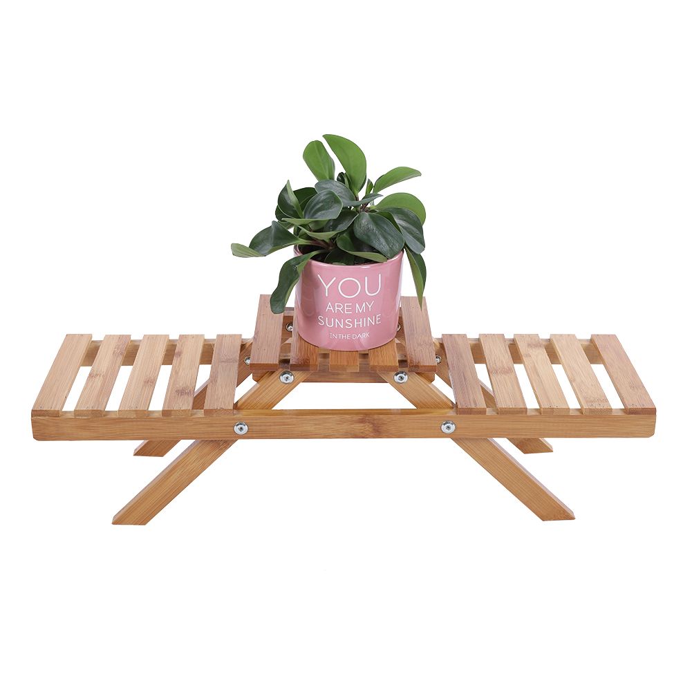 Wooden Standing Foldable 2-layered Potted Plant Flower Shelf Storage Rack Garden