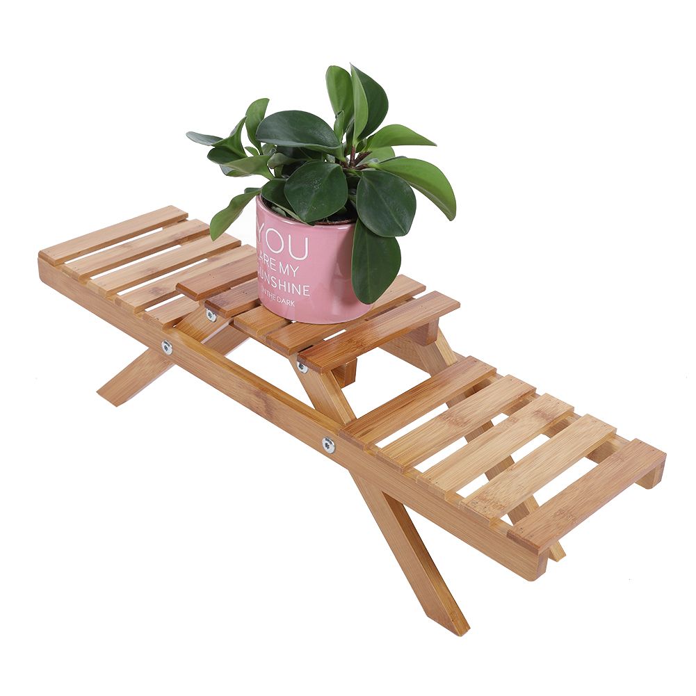 Wooden Standing Foldable 2-layered Potted Plant Flower Shelf Storage Rack Garden