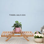 Wooden Standing Foldable 2-layered Potted Plant Flower Shelf Storage Rack Garden