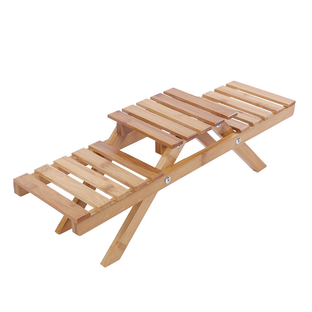 Wooden Standing Foldable 2-layered Potted Plant Flower Shelf Storage Rack Garden