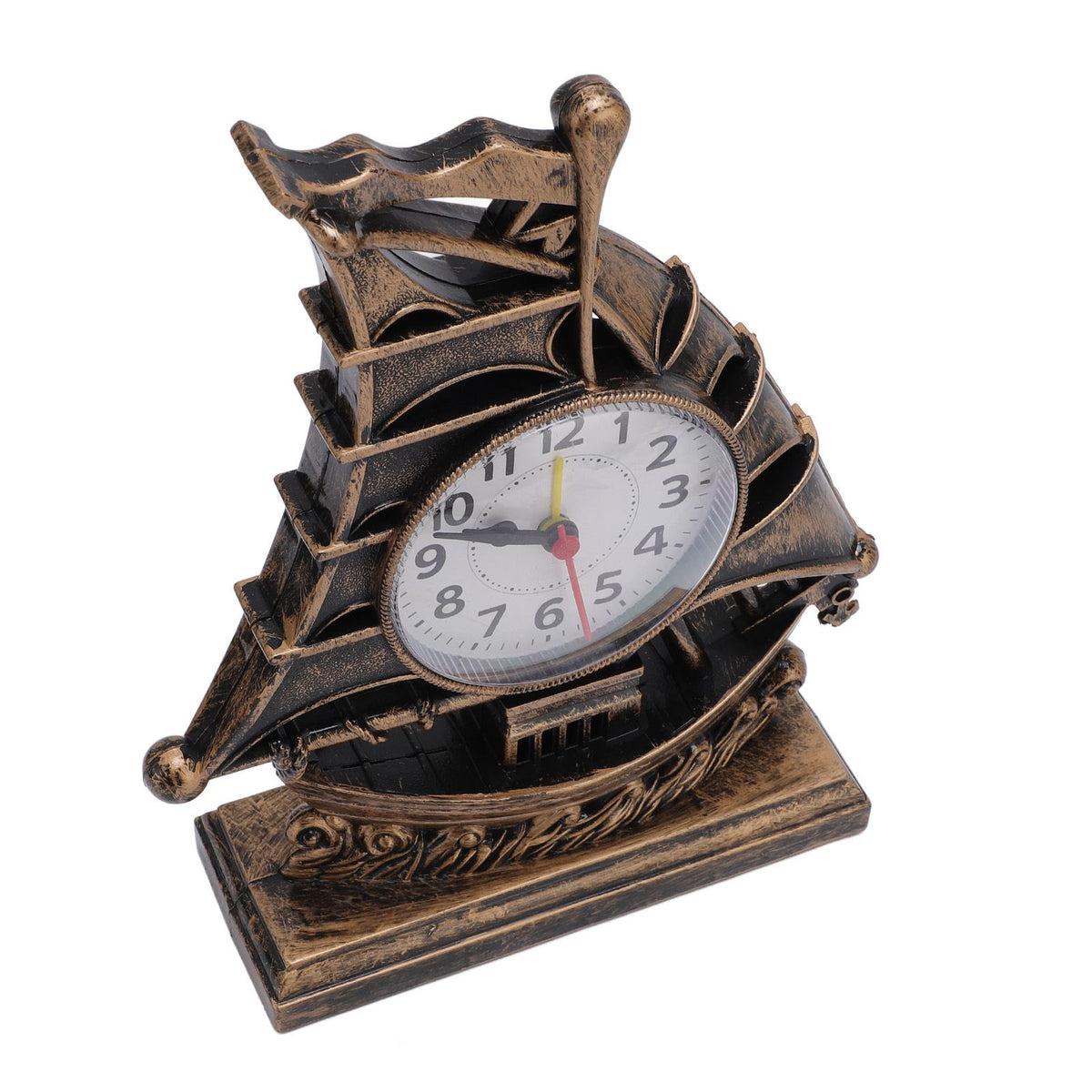 Sailboat Figurine Clock Antique Decorative Easy To Maintain Boat Figurine Time Clock for Home