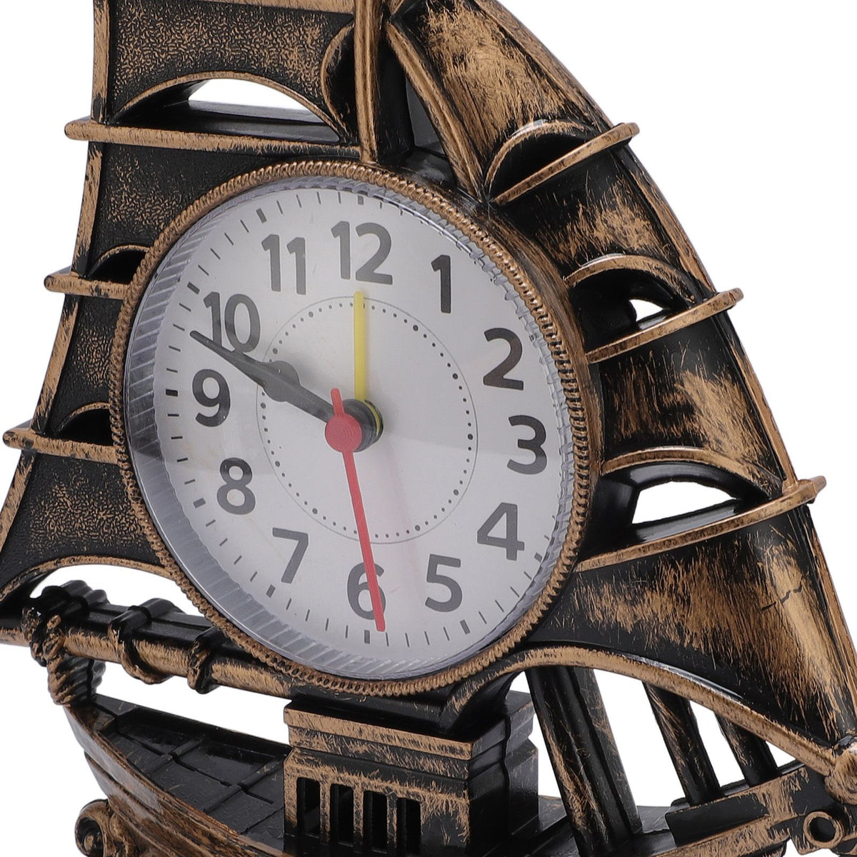 Sailboat Figurine Clock Antique Decorative Easy To Maintain Boat Figurine Time Clock for Home