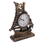 Sailboat Figurine Clock Antique Decorative Easy To Maintain Boat Figurine Time Clock for Home