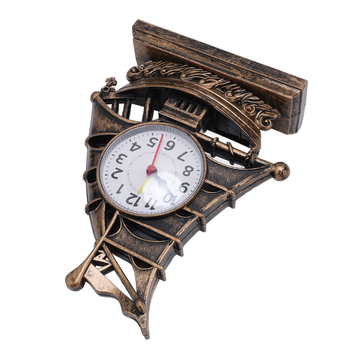Sailboat Figurine Clock Antique Decorative Easy To Maintain Boat Figurine Time Clock for Home