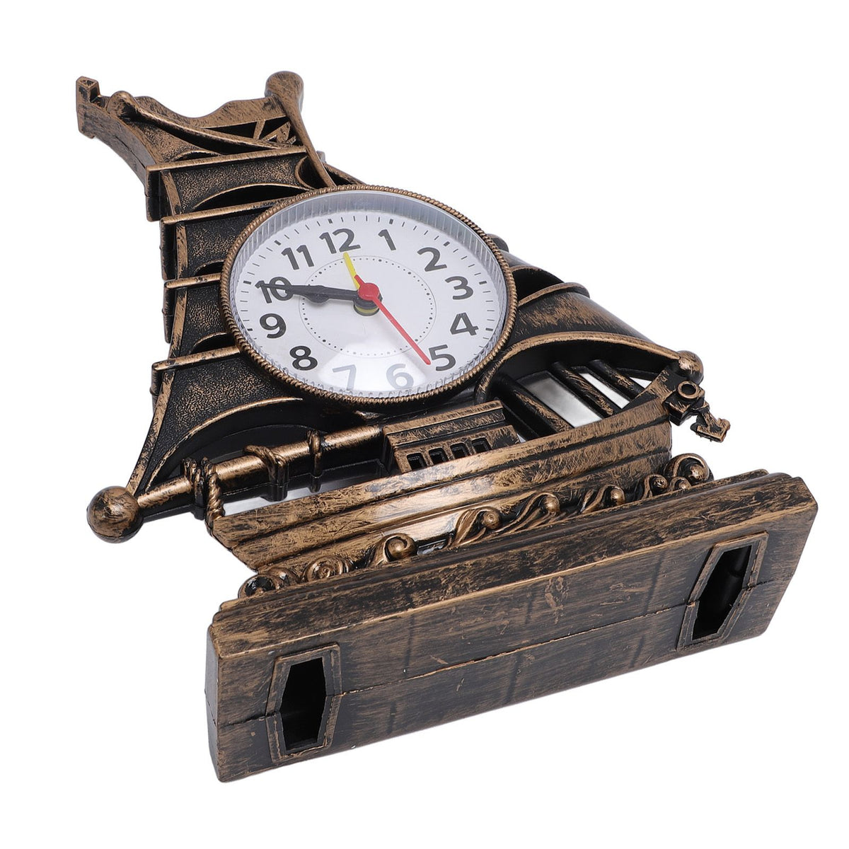 Sailboat Figurine Clock Antique Decorative Easy To Maintain Boat Figurine Time Clock for Home