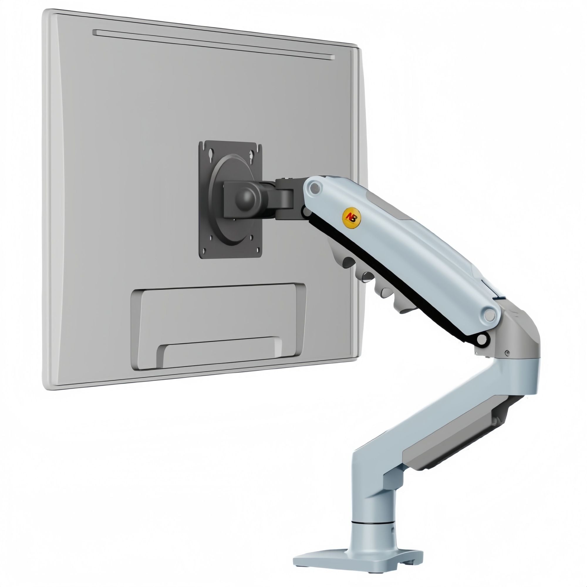 Single Monitor Arm for 17-30 Inch Screens,Height Adjustable Desk Mount Sliver Aluminium Monitor Stand, VESA 75/100mm with C-Clamp/Grommet Base&Gas Spring,Ergonomic Stand for Work/Gaming Main image