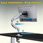 Single Monitor Arm for 17-30 Inch Screens,Height Adjustable Desk Mount Sliver Aluminium Monitor Stand, VESA 75/100mm with C-Clamp/Grommet Base&Gas Spring,Ergonomic Stand for Work/Gaming