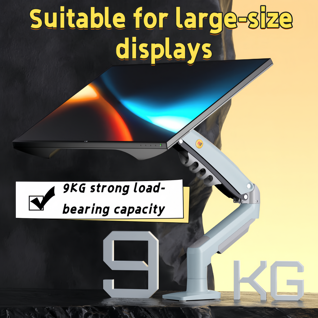 Single Monitor Arm for 17-30 Inch Screens,Height Adjustable Desk Mount Sliver Aluminium Monitor Stand, VESA 75/100mm with C-Clamp/Grommet Base&Gas Spring,Ergonomic Stand for Work/Gaming