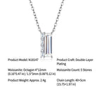 Elegant Moissanite Pendant Necklace with Square Cut Gemstone, Hypoallergenic 925 Silver Plated Chain, Adjustable Length for Daily Wear, Includes GRA Certificate, Ideal for Casual and Formal Outfits (Moissanite, Premium S925)
