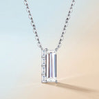 Elegant Moissanite Pendant Necklace with Square Cut Gemstone, Hypoallergenic 925 Silver Plated Chain, Adjustable Length for Daily Wear, Includes GRA Certificate, Ideal for Casual and Formal Outfits (Moissanite, Premium S925)