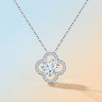Elegant Moissanite Four-Leaf Clover Pendant Necklace with GRA Certificate – 925 Silver Plated, Hypoallergenic, Fade-Resistant, Lightweight Luxury Jewelry for Everyday Wear and Thoughtful Gift Giving (Moissanite, Premium S925)