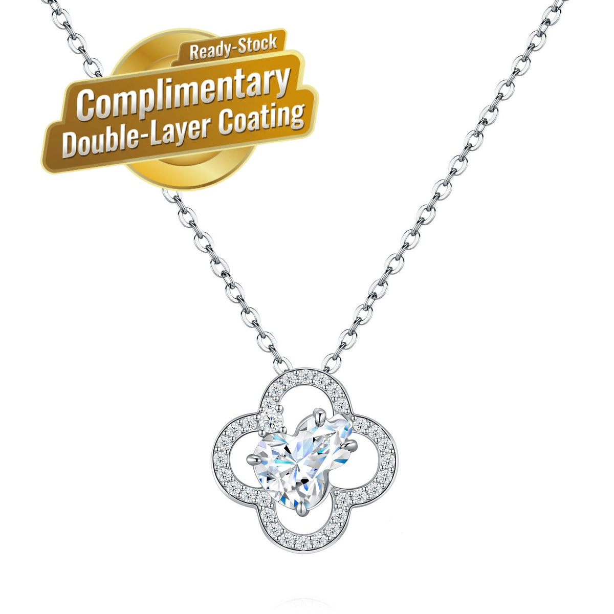 Elegant Moissanite Four-Leaf Clover Pendant Necklace with GRA Certificate – 925 Silver Plated, Hypoallergenic, Fade-Resistant, Lightweight Luxury Jewelry for Everyday Wear and Thoughtful Gift Giving (Moissanite, Premium S925)