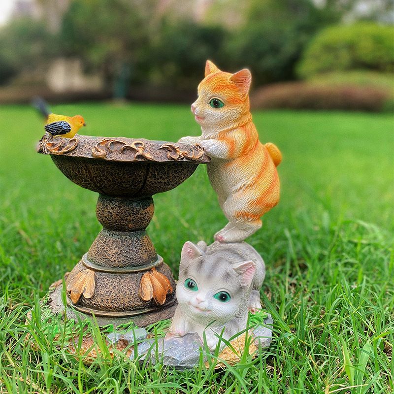 Rabbit Garden Lamp Solar Powered Garden Ornament Resin Garden Light Outdoor - Light Brown - Size 1