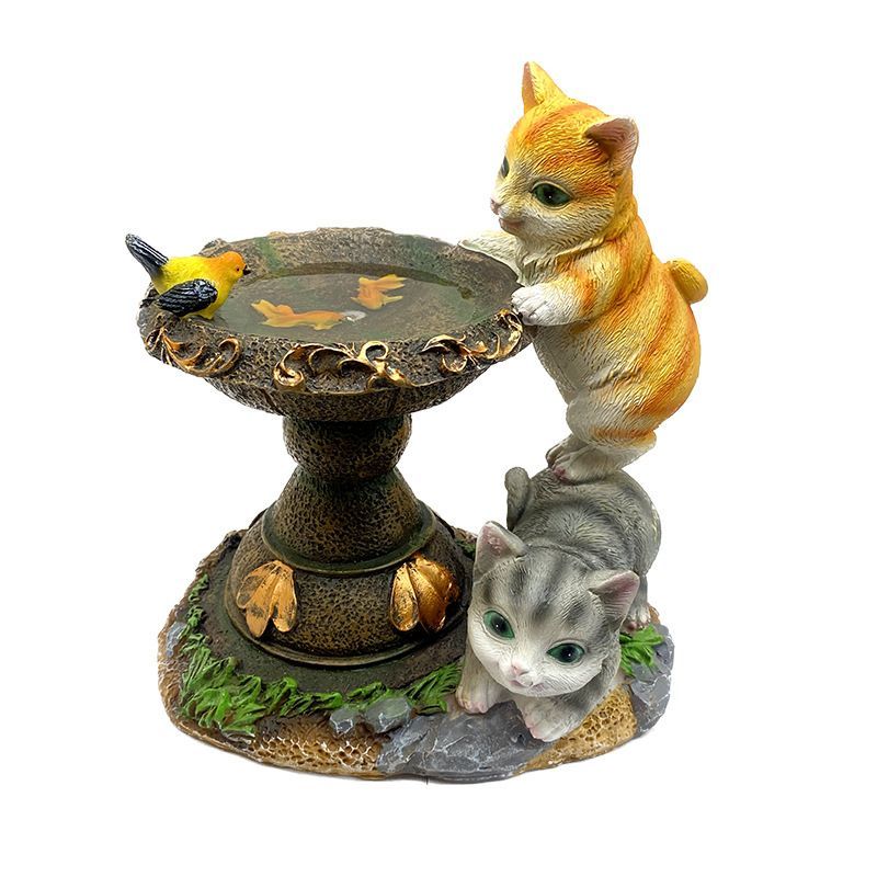 Rabbit Garden Lamp Solar Powered Garden Ornament Resin Garden Light Outdoor - Light Brown - Size 2