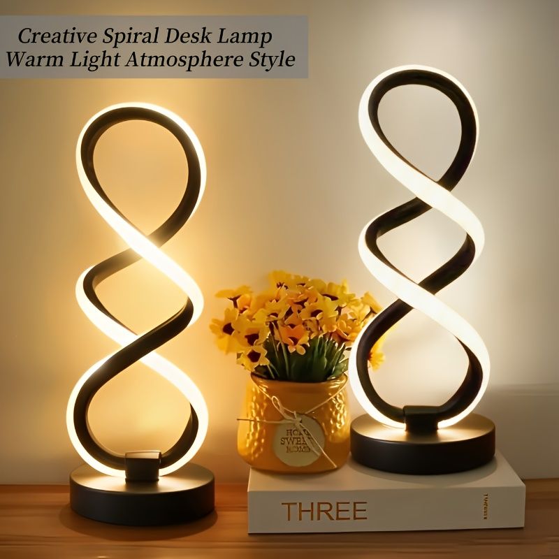 Black White Spiral Desk Lamps Warm Light Lamp Set Of 2 Lamps Bedside Lamp Study Lamp Modern
