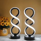 Black White Spiral Desk Lamps Warm Light Lamp Set Of 2 Lamps Bedside Lamp Study Lamp Modern