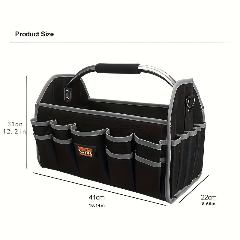 Black Yellow portable tool organizer, tool basket, tool storage, DIY tools, professional tools, tool compartments, Australian tradesperson, workshop organizer, heavy-duty tool carrier