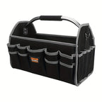 Black Yellow portable tool organizer, tool basket, tool storage, DIY tools, professional tools, tool compartments, Australian tradesperson, workshop organizer, heavy-duty tool carrier