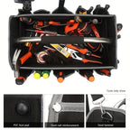 Black Yellow portable tool organizer, tool basket, tool storage, DIY tools, professional tools, tool compartments, Australian tradesperson, workshop organizer, heavy-duty tool carrier