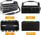 Black Yellow portable tool organizer, tool basket, tool storage, DIY tools, professional tools, tool compartments, Australian tradesperson, workshop organizer, heavy-duty tool carrier