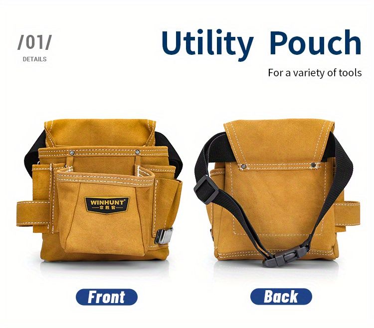 Yellow Gray adjustable tool belt, tool carrying belt, tool storage organizer, tool belt for professionals, DIY tool belt, waist tool pouch, worksite accessories Main image