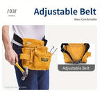 Yellow Gray adjustable tool belt, tool carrying belt, tool storage organizer, tool belt for professionals, DIY tool belt, waist tool pouch, worksite accessories