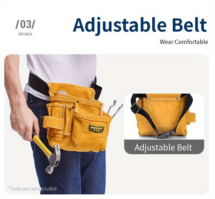Yellow Gray adjustable tool belt, tool carrying belt, tool storage organizer, tool belt for professionals, DIY tool belt, waist tool pouch, worksite accessories