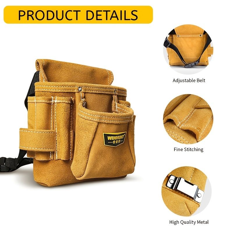 Yellow Gray adjustable tool belt, tool carrying belt, tool storage organizer, tool belt for professionals, DIY tool belt, waist tool pouch, worksite accessories